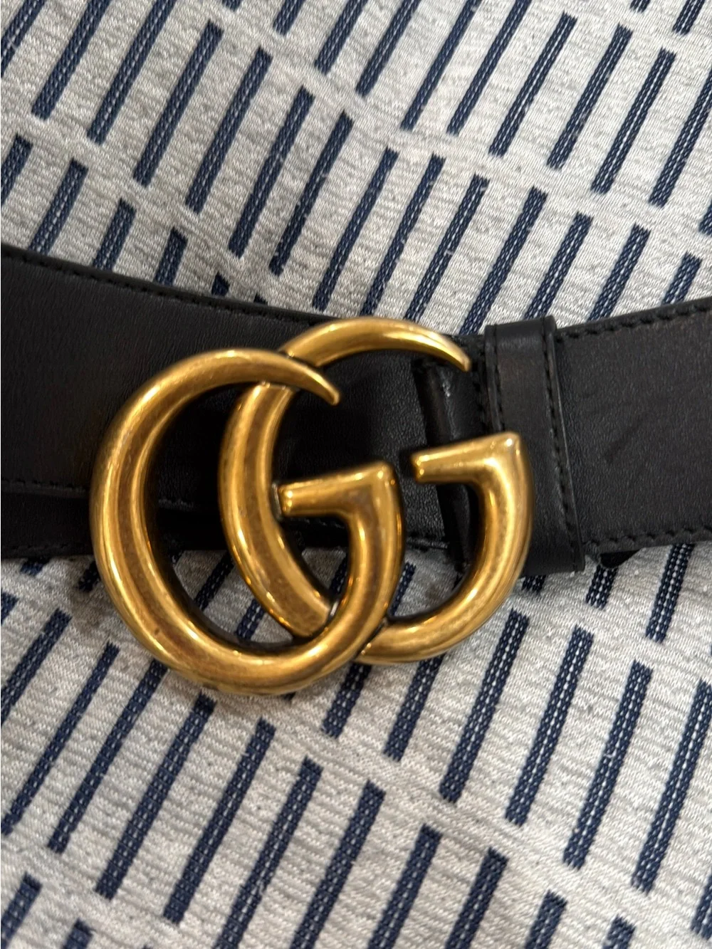 Gucci Black Leather Belt with Gold Interlocking GG Buckle